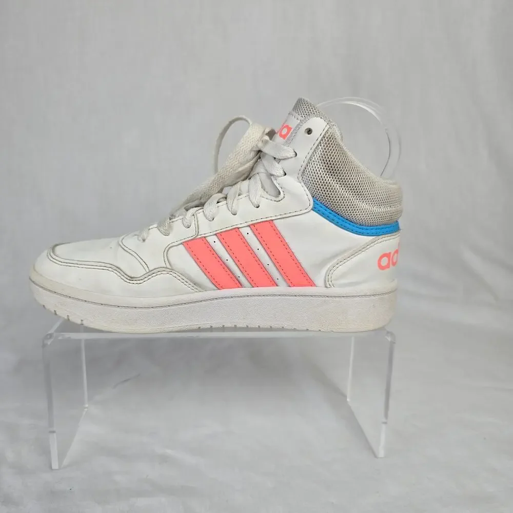 Adidas Hoops 3.0 Mid Top Sneakers Youth Size 3 White Peach SHW 675001